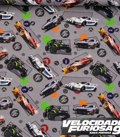 Popeline Digital Velocidade Furiosa – Cinzento