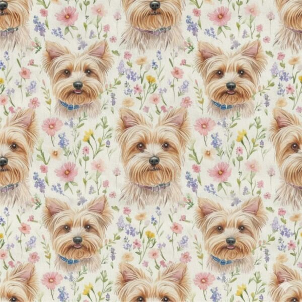 Popeline Animais Yorkshire - Cru