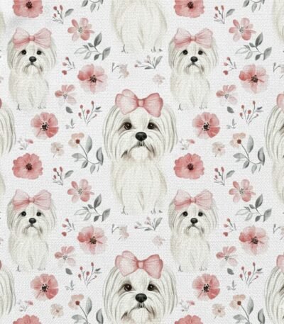 Popeline Animais Yorkshire – Branco