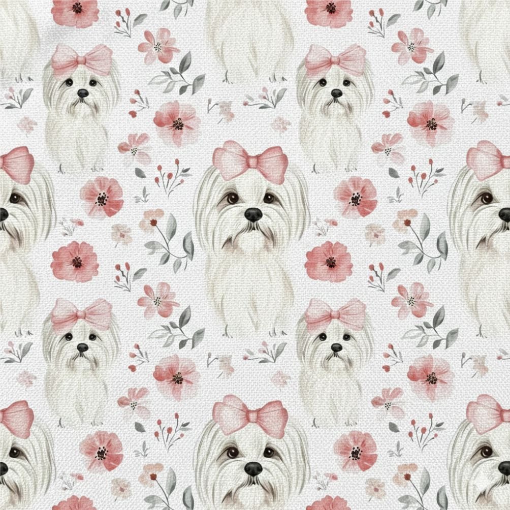Popeline Animais Yorkshire – Branco