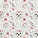 Popeline Animais Yorkshire - Branco