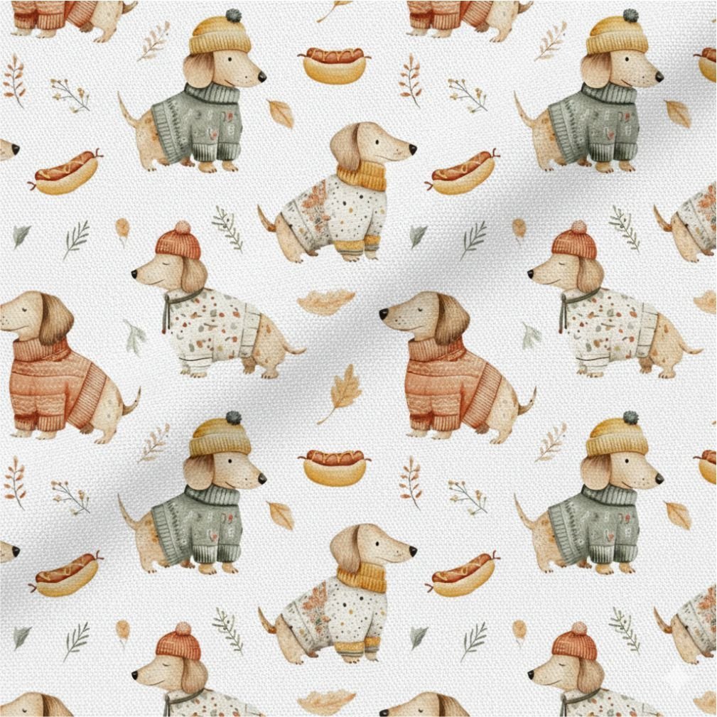 Popeline Animais Cãozinho e Hot Dogs – Branco