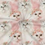 Popeline Animais Gatinho c/ Coroa - Rosa - Image 2