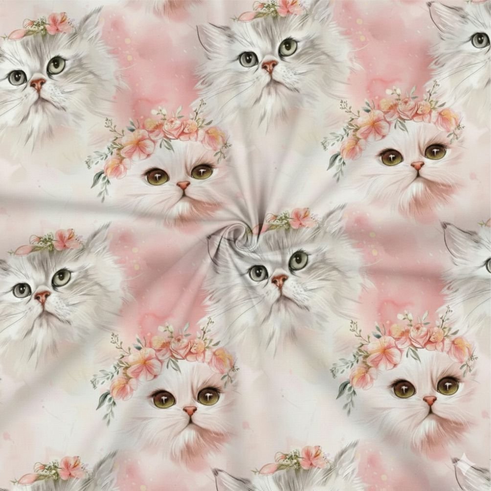 Tecido Popeline gatos Coroa a Violet Fabrics