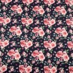 Seda Crepe – Floral – Preto