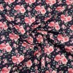 Seda Crepe – Floral – Preto - imagem 2