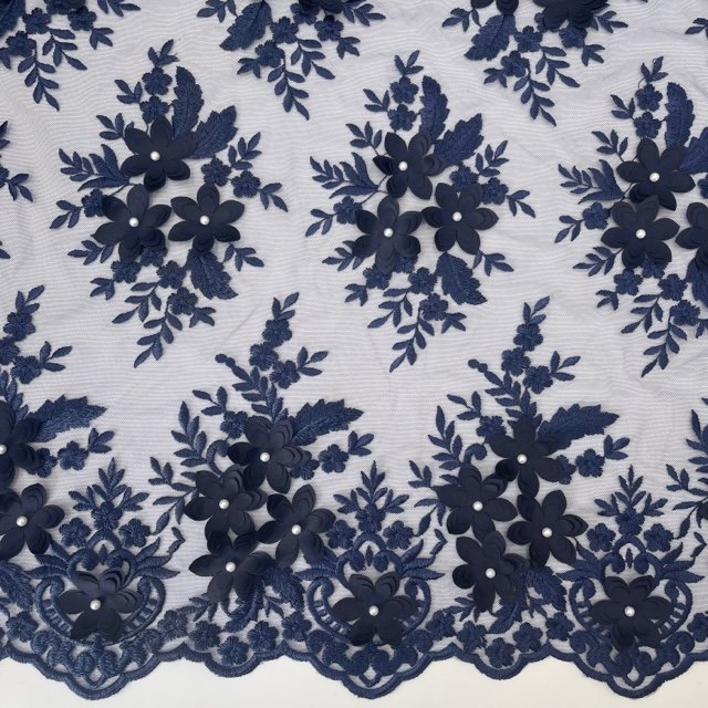 Renda 3D Flower – Azul Marinho