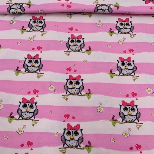Malha Jersey – Corujas – Rosa