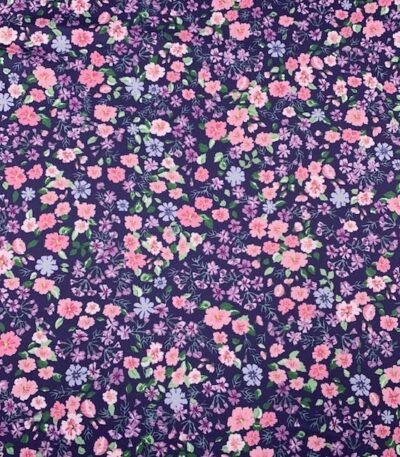 Seda Crepe – Floral – Rosa / Lilás
