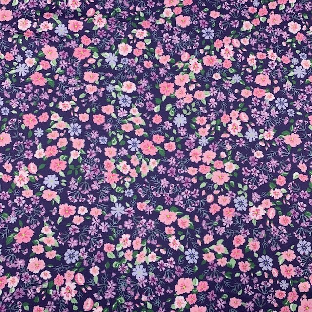 Seda Crepe – Floral – Rosa / Lilás