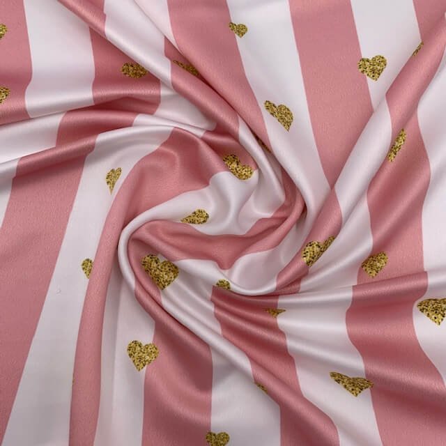 Seda Crepe – Ricas/Corações – Rosa