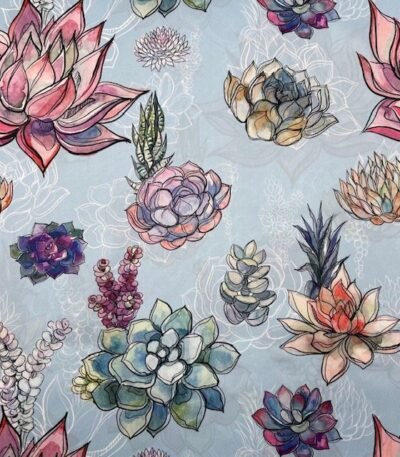 Seda Twill Floral – Azul