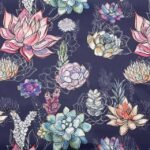 Seda Twill Floral – Azul Marinho
