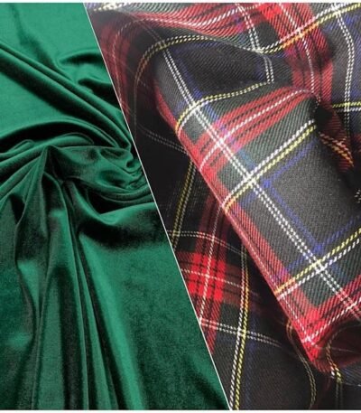Tartan Azul + Veludo Verde