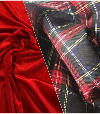 Tartan Azul + Veludo Vermelho