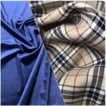 Tartan Bege + Veludo Azul Marinho