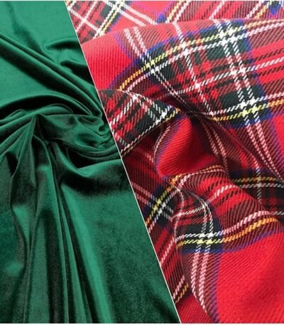 Tartan Vermelho + Veludo Verde