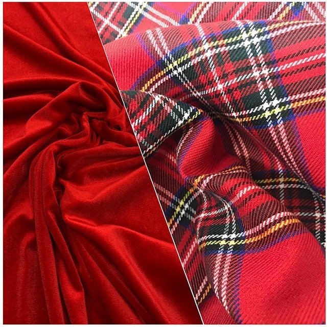 Tartan Vermelho + Veludo Vermelho