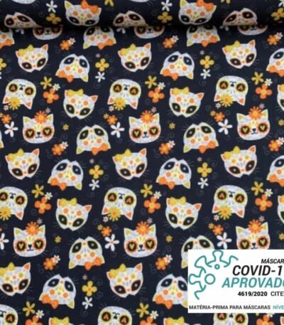 Tecido Covid – Halloween Gatos