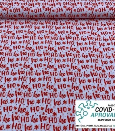 Tecido Covid Natal – Branco Ho HO