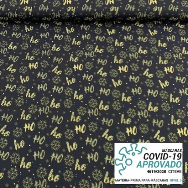 Tecido Covid Natal – Preto Ho HO