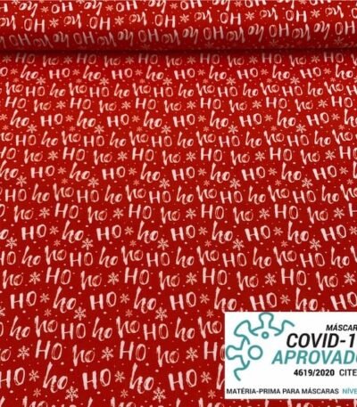 Tecido Covid Natal – Vermelho Ho HO