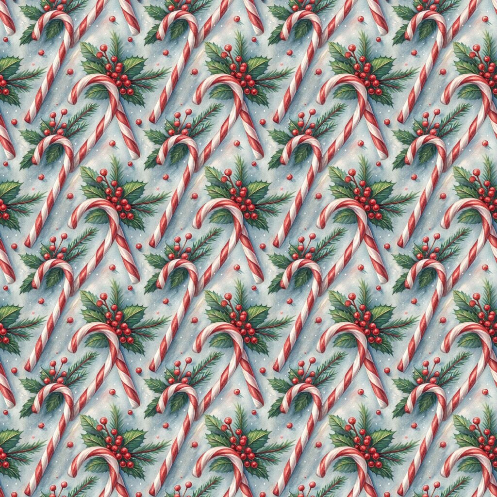 Tecido Decoração Policanvas Azevinho Bengalas de Natal