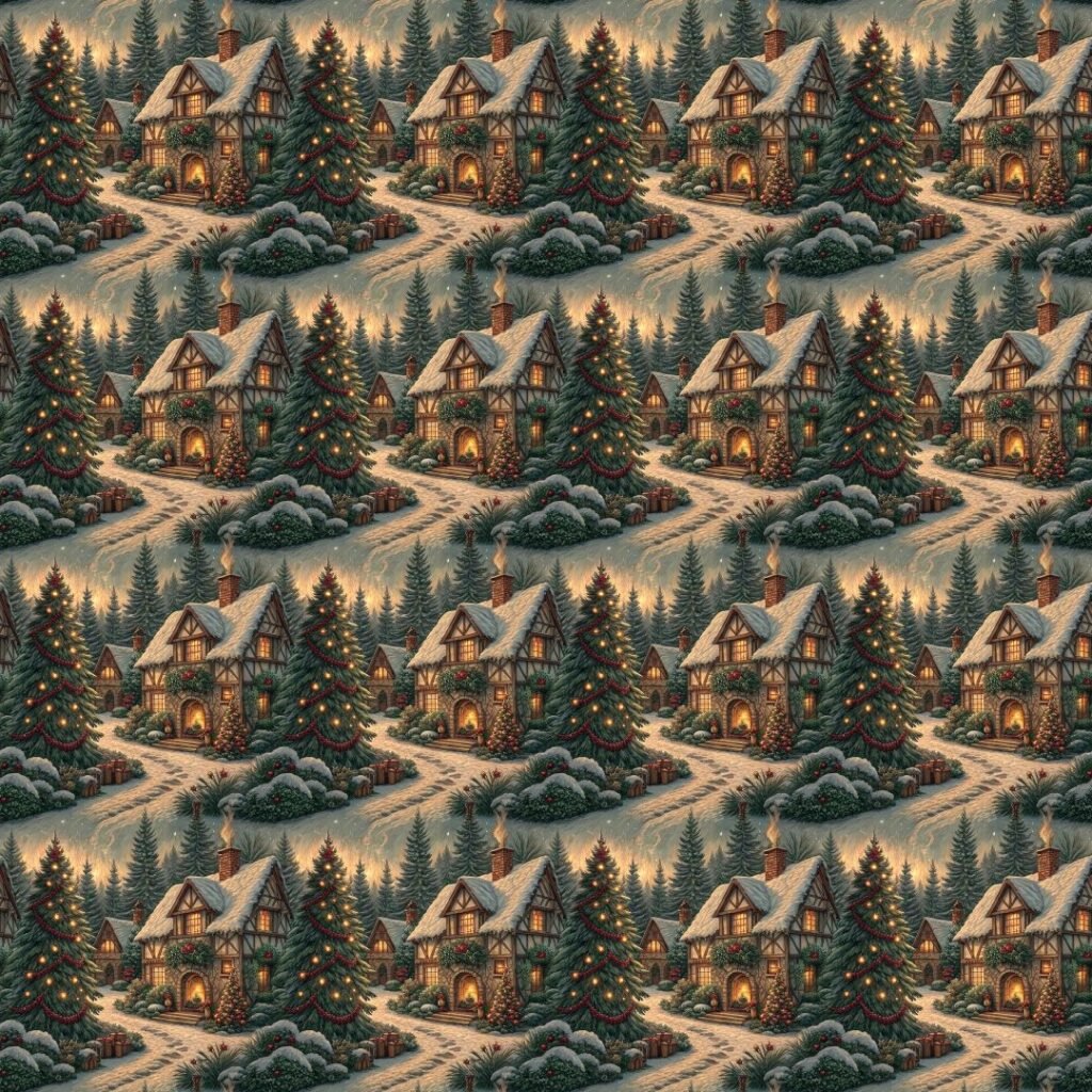 Tecido Decoração Policanvas Casa de Natal