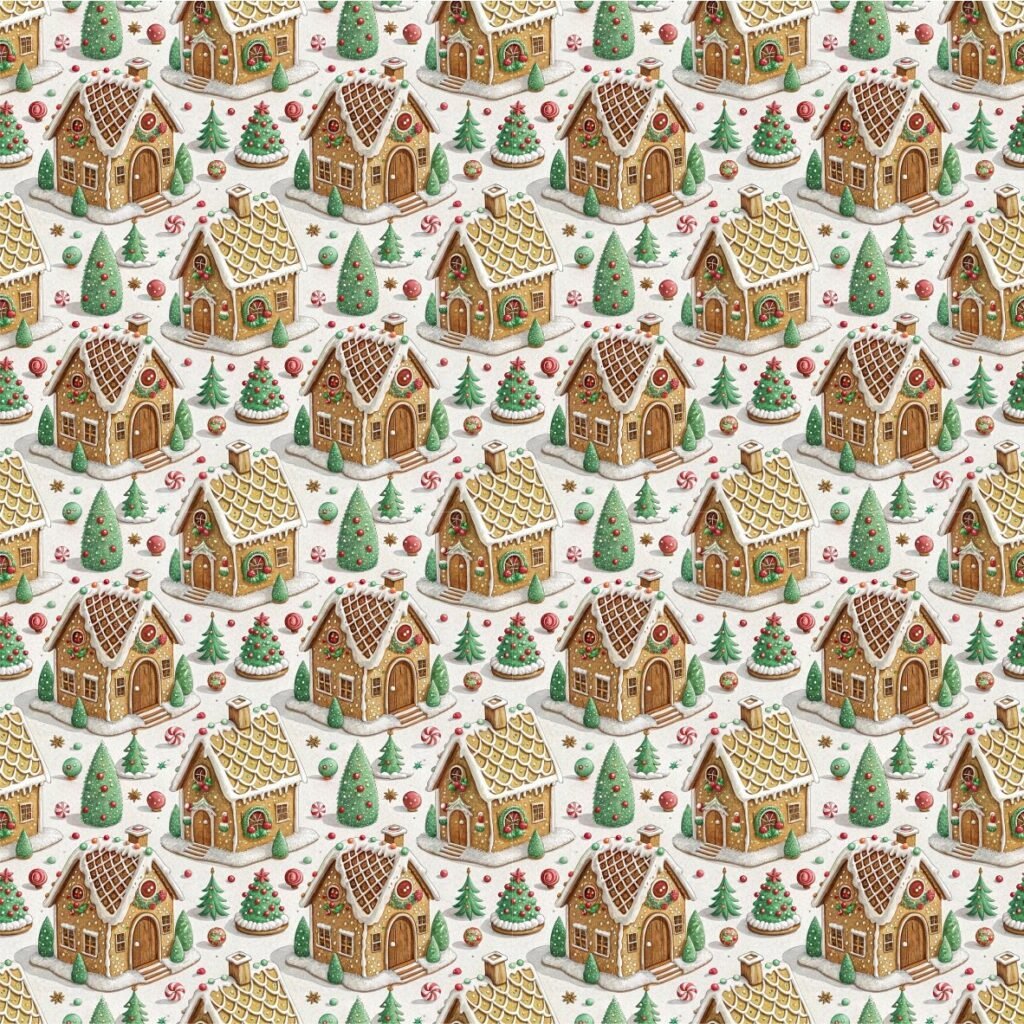 Tecido Decoração Policanvas Casinhas de Natal