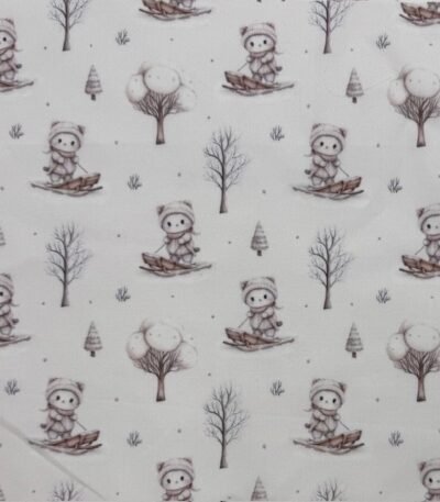 Tecido Popeline Ursinho na Neve