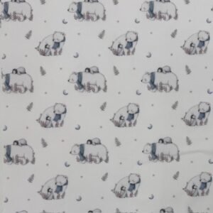 Tecido Popeline Urso e Pinguin – Branco