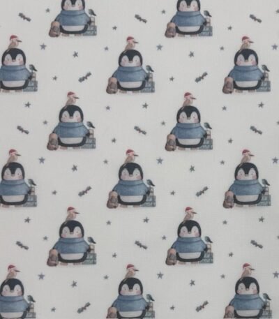 Tecido Popeline Pinguins – Branco