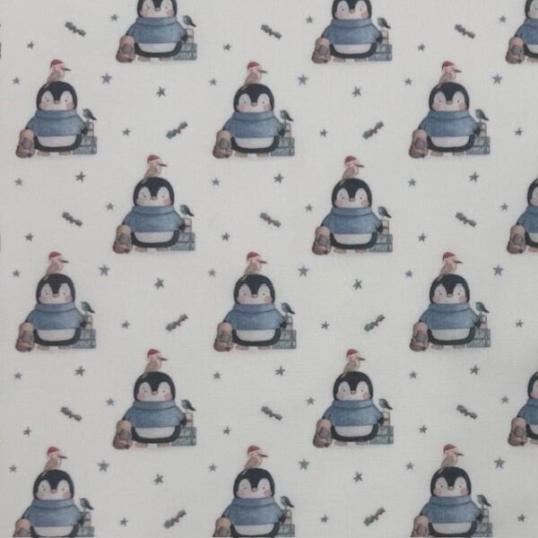 Tecido Popeline Pinguins – Branco