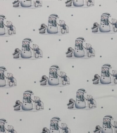 Tecido Popeline Urso e Pinguin – Branco