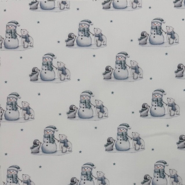 Tecido Popeline Urso e Pinguin – Branco