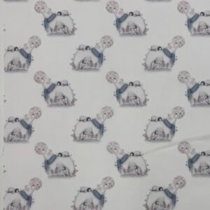 Tecido Popeline Urso e Pinguin – Branco