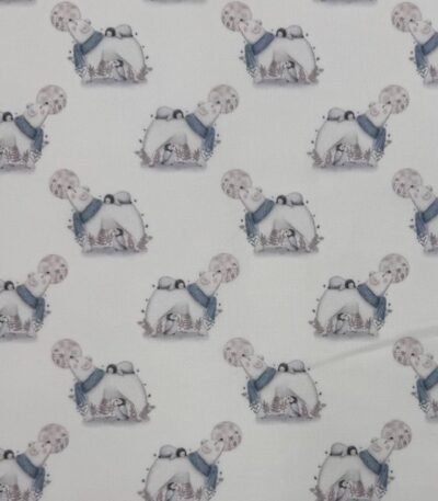 Tecido Popeline Urso e Pinguin – Branco