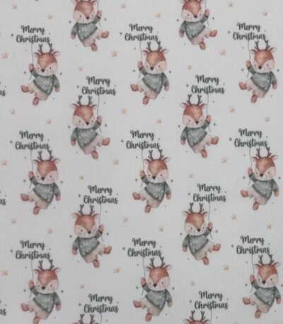 Tecido Popeline Veado Natal – Branco