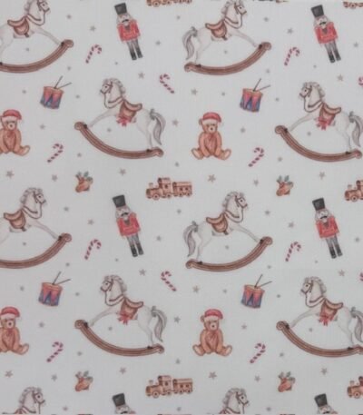 Tecido Popeline Brinquedos Natal – Branco