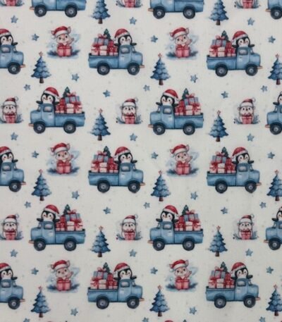 Tecido Popeline Natal Pinguin