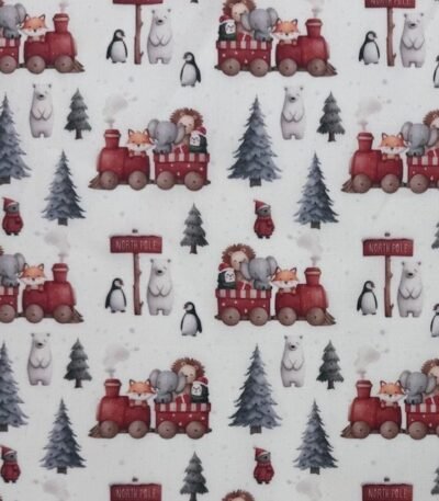 Tecido Popeline Natal Comboio