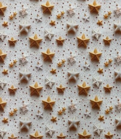 Tecido Popeline Natal Estrelas 3D