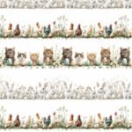 Tecido Decoração Policanvas Barras Animais Páscoa