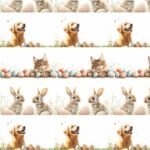 Tecido Decoração Policanvas Barras Animais Páscoa