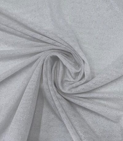 Tule c/ Elastano Glitter – Branco/Silver
