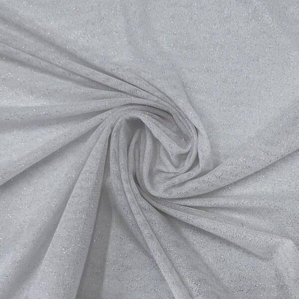 Tule c/ Elastano Glitter – Branco/Silver