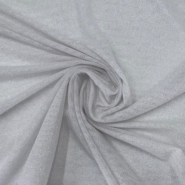 Tule c/ Elastano Glitter – Branco/Silver