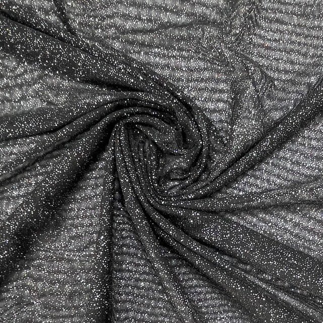 Tule c/ Elastano Glitter – Preto/Silver