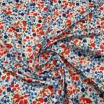 Seda Crepe – Floral – Vermelho / Azul - imagem 2
