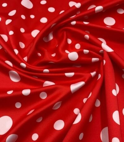 Seda Crepe – Bolas Variadas – Vermelho